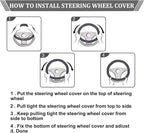 Lattice Leather Steering Wheel Cover, Black and White Checker Car Accessories, Non-Slip and Comfortable Unisex Universal Steering Wheel Cover 15 inch for Women Men (Black and White Checker)