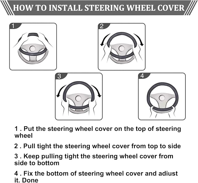 Lattice Leather Steering Wheel Cover, Black and White Checker Car Accessories, Non-Slip and Comfortable Unisex Universal Steering Wheel Cover 15 inch for Women Men (Black and White Checker)