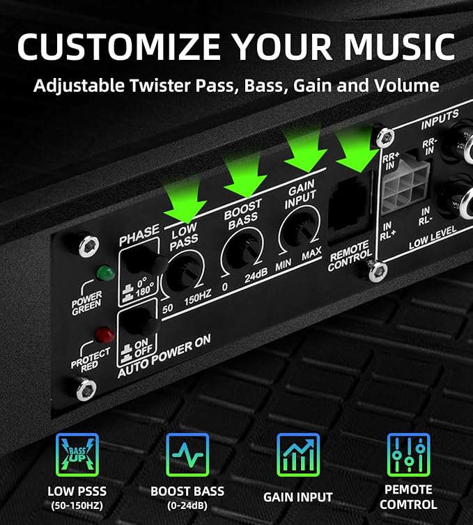 Upgrade1600W Under Seat Subwoofer | 10" Slim Car Sub with Built-in Amp, RGB LED Lights, APP Control | Independent Bass Knob, LPF, Gain, Bass Boost | High Output Deep Bass Distortion-Free Audio