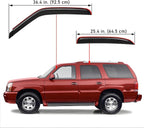 in-Channel Auto Window Visor, Fit 2000-2006 Chevrolet Tahoe & GMC Yukon, 2001-2006 Yukon Denali, 2002-2006 Cadillac Escalade (Standard), UV-Protect Rain Guard Wind Deflector, Smoke, 4-Pcs