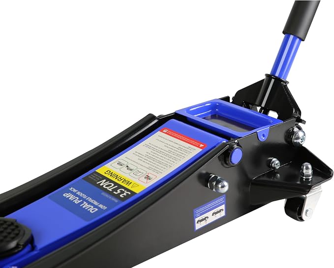 3.5 Ton Low Profile Floor Jack, Professional Trolley Jack Hydraulic Jack, Heavy Duty Steel Racing Floor Jack with Dual Piston Quick Lift Pump, 3.5 Ton（7000 lb） Capacity, Lift Range 4"-21",Blue