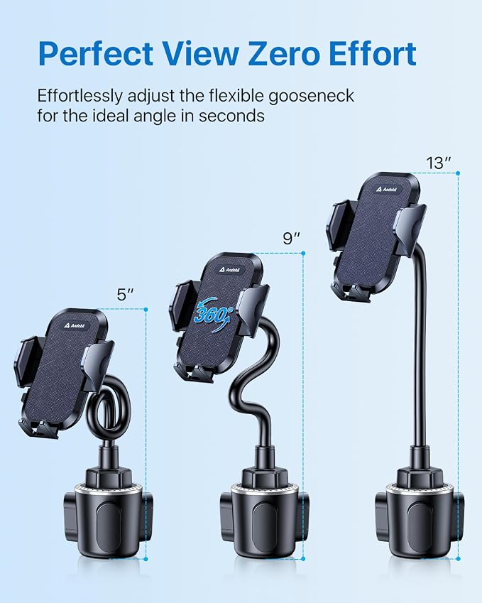 Military-Grade Cup Holder Phone Holder, [Ultra Sturdy & 360° Adjustable] Gooseneck Cup Phone Holders for Your Car Truck, Super Durable Car Phone Mount for iPhone 17 16 15 14 Pro Max/Samsung