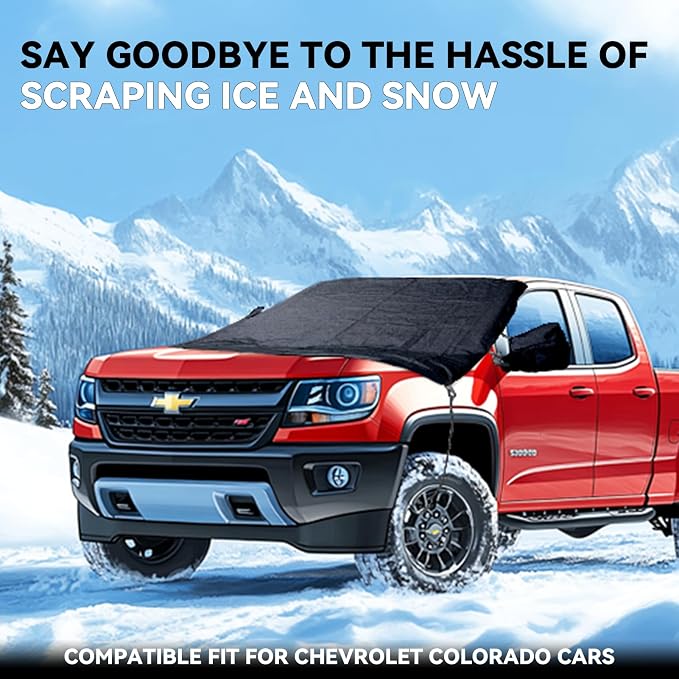 Windshield Cover for Ice and Snow for Chevrolet Chevy Colorado 2023-2025 2026, Oxford Fabric Windshield Frost Cover for Trucks,for Chevy Colorado All Weather Front Window Heat Protector