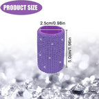Upright Car Chapstick Holder, Bling Insulating Lip Balm Holder,Rhinestone Car Accessories for Women Interior,Suitable for Most Vehicles. (Purple)
