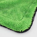 1200GSM Microfiber Car Drying Towel, Double-Twist Loop, Ultra-Absorbent, Quick-Dry, Lint- & Streak-Free, Scratch-Safe, for Car Wash & Detailing (1 Pack) (Dark Grey & Green, 16" x 24")