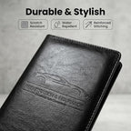 Premium Car Registration & Insurance Card Holder with Magnetic Shut, Vehicle Glove Box Car Organizer - For Documents, Cards, License (Cowhide Black)