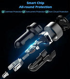 2 USB Car Charger,12V/24V Voltage Meter, Black | Cigarette Lighter USB Adapter with LED Voltage Meter, 12V/24V Car Charger compatible for iPhone, Samsung, iPad, GPS, Dash Cam