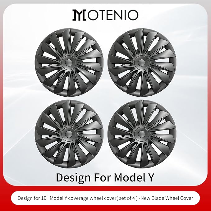 Wheel Cover for Tesla Model Y(2020-2024) 4PCS Hubcaps for Tesla Wheel Cover Model Y 19inch Rim Full Cover Hubcaps Accessories (NewBlade Style, 19 inch)