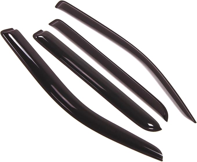 WD2-167 Dark Smoke 4 Pcs Set Window Visor (Outside Mount) Deflector Rain Guard Compatible with 2009-2014 Ford F-150 SuperCrew/Crew Cab