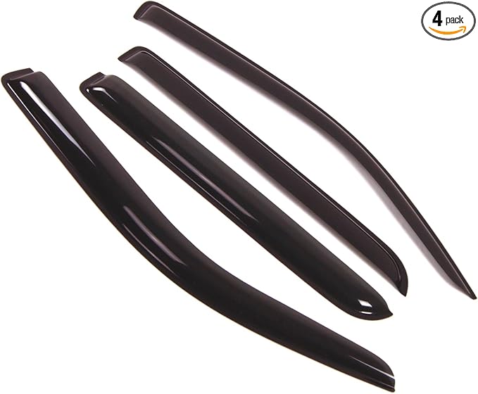 Outside Mount Window Vent Visors Rain Guards Compatible with Ford F-150 SuperCrew 2009-2014 | Side Window Wind Deflectors Rain Shields | Black Tinted, 4 Pcs Set, BGWV-167