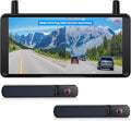 2 Solar Wireless Backup Camera, 6" 16:9 HD Monitor | Dual Antenna Strong Signal, Split Screen View for Balanced Dual Views, DVR Recording Back Up Camera for Car,SUV,Truck,Trailer
