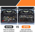 Car Trunk Organizer, Trunk Storage Box with Handle For Dodge Charger Challenger Durango, Collapsible 2 Compartment Automotive Storage Box, Waterproof Oxford Polyester Travel Accessories (B)