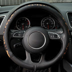 Steering Wheel Cover, Made with Breathable Microfiber Leather and Leopard Fabric, Universal 14.5-15 inchs for Most Automotive Steering Wheel,Cheetah Print, Black