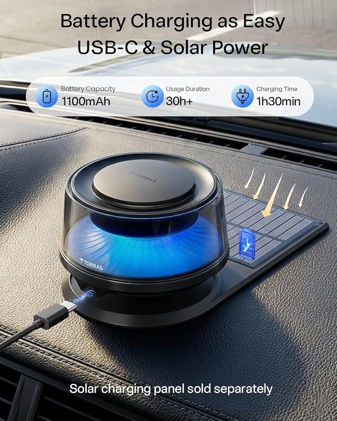 Smart Car Air Fresheners Diffuser, The First App Control Car Freshener, Solar & USB-C Charging, Auto ON/Off, Cherry Blossom & White Musk, Lasts Up to 200 Days, CF20 Pro Fragrance Diffuser