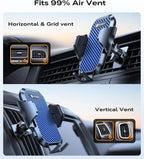Phone Mount for Car with Double Lock Clip, Air Vent Cell Phone Car Mount, Universal Car Phone Holder, 360° Rotation Easy Clamp Phone Stand for iPhone 17 Pro Max Android Samsung, Blue