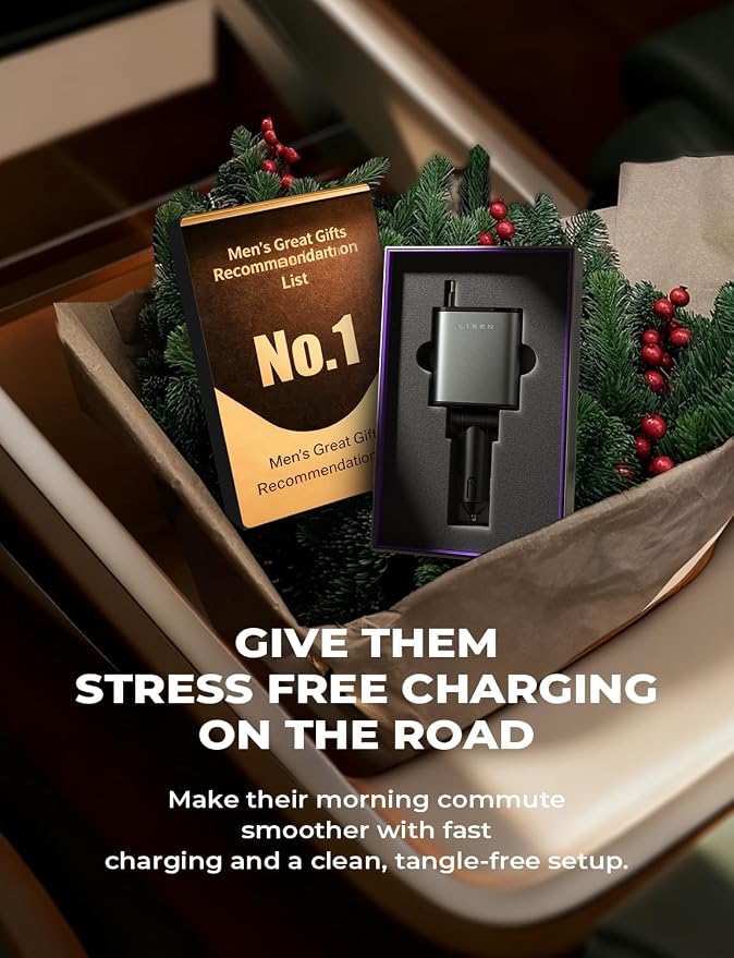Retractable Car Charger, 84W Car Charger USB C Fast Charger Adapter, Car Accessories for Men Women, Gifts for Fathers Day for Men Dad Husband, for iPhone 17 16 15 14 13 12 Pro Max, Christmas | Multiple Ports Car Charger, Retractable Car Charger F...