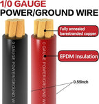 0 Gauge Wire 40FT (20Ft Black+20Ft Red) Copper Clad Aluminum(CCA),0 Gauge Battery Cable Wire,20pcs Lugs Terminal Connectors,20PCS Heat Shrink Tubing for Primary Wiring,Winch Wiring,Inverter Cables