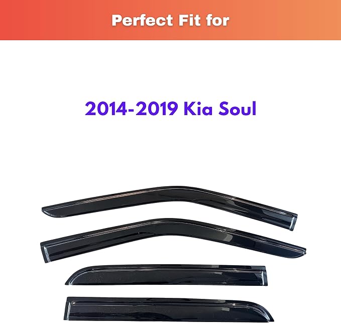 KPY Rain Guards Fit for 2014-2019 Kia Soul, Out-Channel Window Visors Vent Wind Deflectors 4PC, Car Accessories for 14-19 Soul