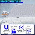 Magnetic Car Windshield Snow Cover, 4 Layers Winter Automotive Windshield Frost Protective Cover with Side Mirror Protector, All-Weather Vehicle Exterior Accessories for Sedan SUV (L)