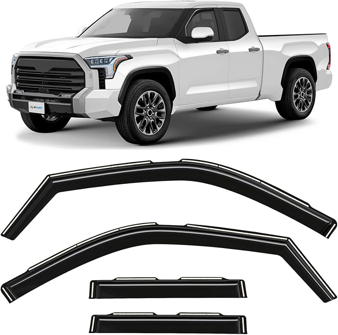 in-Channel Incredibly Durable Rain Guards for Toyota Tundra 2022-2026 Double Cab, Original Window Deflectors, Vent Window Visors, Vent Deflector, 4 pcs. - 622416