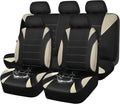Waterproof Car Seat Covers Full Sets, Universal Fit Seat Covers for Cars, EVA Neoprene Seat Cover Set Full Sets, Interior Covers for Auto SUV,Vans,sedans, Trucks,(Black and Beige)