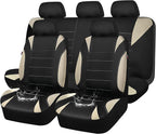 Waterproof Car Seat Covers Full Sets, Universal Fit Seat Covers for Cars, EVA Neoprene Seat Cover Set Full Sets, Interior Covers for Auto SUV,Vans,sedans, Trucks,(Black and Beige)