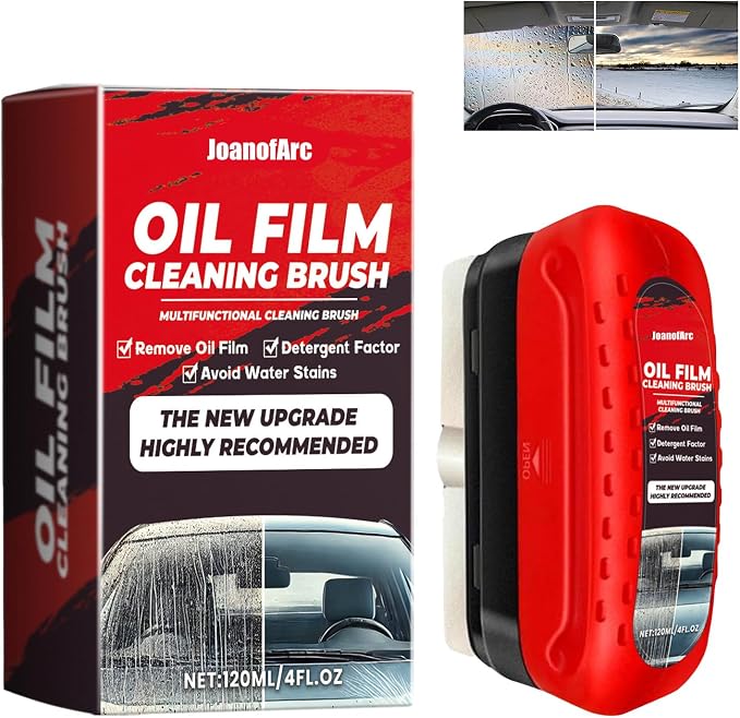 JoanofArc Oil Film Remover for Car Windshield - 120ml Glass Cleaner Spray for Auto Glass, Removes Oil Film for Crystal Clear Vision, Anti-Fog Treatment for Night Driving Safety