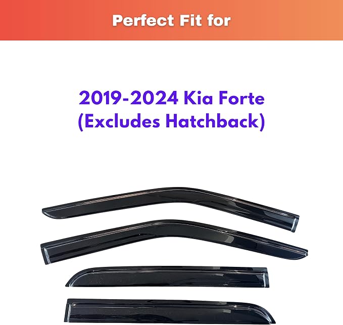 KPY Rain Guards Fit for 2019-2024 Kia Forte, Out-Channel Window Visors Vent Wind Deflectors 4PC, Car Accessories for 19-24 Forte (Excludes Hatchback)