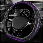 D-Shaped Steering Wheel Cover, Leather Car Wheel Protector with 3D Honeycomb Anti-Slip Design, Universal Breathable Comfy Cover Fits 14.5-15 Inch Steering Wheels, Car Accessories (Purple)