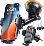 YRU True Military-Grade Shock Mounting Kits [360° Rotation Suction] 2026 Ultimate Car Phone Holder Mount【90+LBS Safest Strongest & Patent Certs】 Dash Windshield for iPhone 17 16 Pro Max, Gloss Black