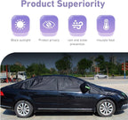 Half Car Cover, Thickened Oxford Waterproof Windshield Cover, All-Season Foldable Protective Shield for Rain Ice Snow Sand Leaves, for Most Sedans (Black, 17Ft Long)