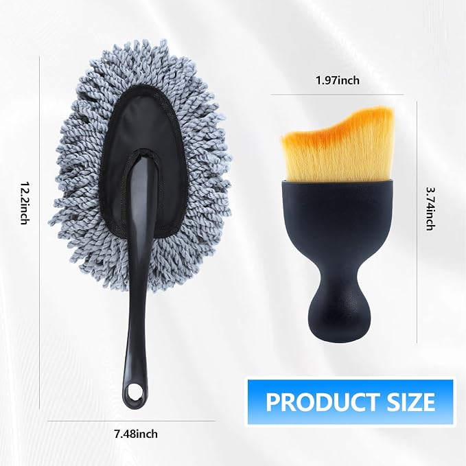 6 Pack Car Cleaning Supplies – Car Duster Interior & Brush Interior & Cleaning Gel, Car Detailing Cleaning Kit for Cars, Trucks, SUVs & RVs