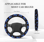 Blue Butterfly Neoprene Steering Wheel Cover Anti-Slip Elastic Steering Wheel Protector 15in Universal Car Accessories Fit Cars, SUVs, Auto