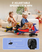 N7 Pro Electric Wiggle Car with Pedal, Rechargeable Battery, CyberWiggle, 2 in 1 Swing Car, 2 Speeds Max 4 Mph, Anti-Rollover, Flashing Wheels, Bluetooth, Ages 3+, 150 Lbs,Yellow