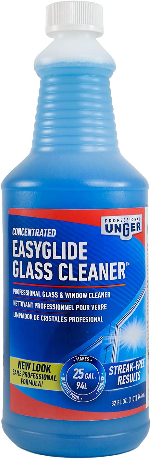 Professional Streak-Free EasyGlide Glass Cleaner Concentrate, 32 oz – Ammonia-Free, Makes 25 Gallons of Solution, Safe for Tinted Windows, LOW-E Glass, Windshields & Mirrors