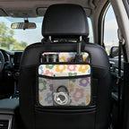 Car Backseat Organizer - Cute Aesthetic Car Storage Bin with Mesh Pocket & Reinforced Base - Universal Fit Hanging Seat Back Accessories for Women (Pastel)