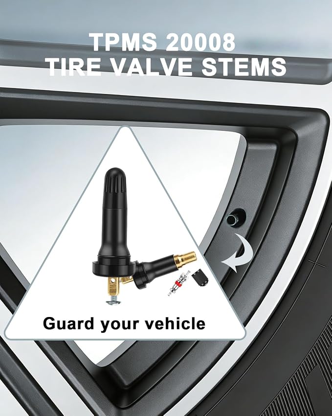 5 Pcs TPMS 20008 Rubber Valve Stems - Snap-in Replacement Valve Stems for TPMS Sensors, Fits 0.453" Rim Hole for Cars, Trucks, SUVs