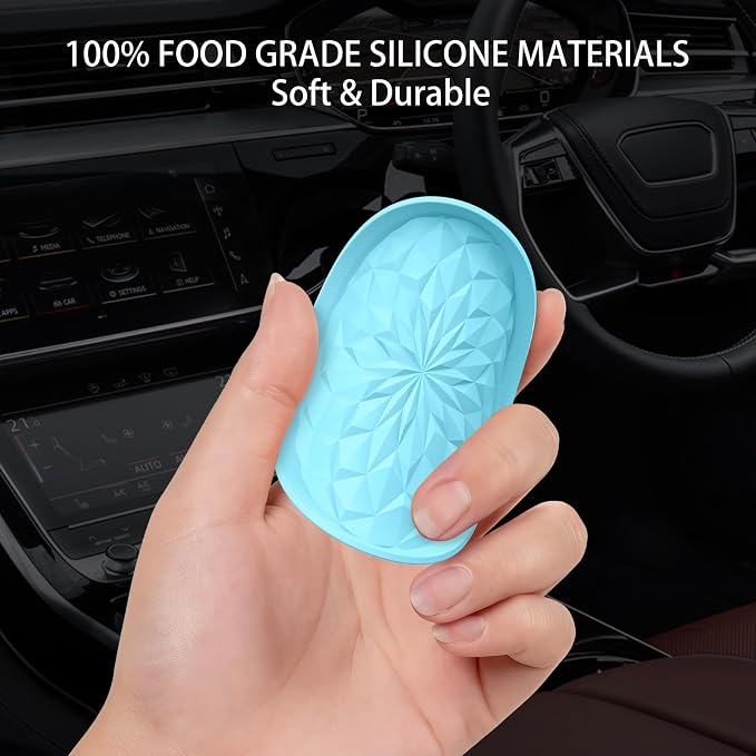ME.FAN Car Coasters for Cup Holders [4 Pack] - 2.75In Silicone Auto Mug Mats - Universal Non-Slip Recessed Car Interior AccessoriesSky Blue