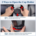 Car Cup Holder Expander, Cup Holder Extender Adapter with Expandable Arm and Adjustable Base, Compatible with Yeti Ramblers, Hydro Flasks, Stanley, Owala Most Coffee Mugs Bottles & Cups (CUP-B-1pack)