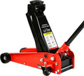 Professional Heavy Duty Hydraulic Floor Jack - Low Profile Steel Racing Jack With Piston Quick Lift Pump, 3 Ton (6,000 lb) Capacity, 5.1"-20" Lifting Range, Red