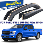 Goodyear Shatterproof in-Channel Window Deflectors for Ford F150 2015-2020 SuperCrew, Rain Guards, Window Visors for Cars, Vent Deflector, Car Accessories, 4 pcs - GY008421