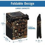 Gothic Skull Floral Car Trash Can with Lid Collapsible Reusable Waterproof Car Garage Bag,Automotive Garbage Can,Car Accessories Interior Car Organizer