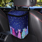Galaxy Cat Print Car Trash Can with Lid, Leak Proof Auto Trash Bag Hanging Vehicle Garbage Can Multipurpose Storage Container for Back Seat Road Trip