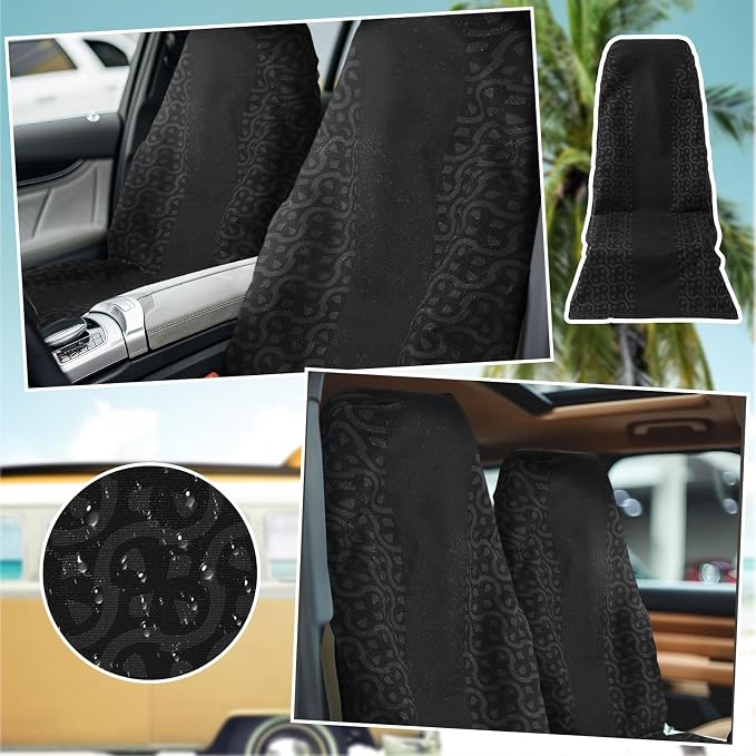 2 Pack Car Seat Towel Covers Athletic Running Towel Performance Microfiber Post Workout Sweat Washable Cover Non Slip for Seat Outdoor Sport (Midnight)