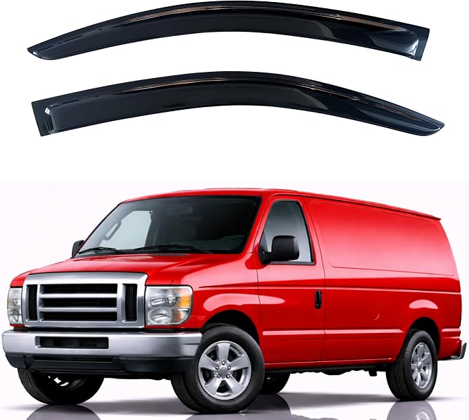 KPY Rain Guards Fit for 2007-2014 Ford E150 E250 E350 E450 Super Duty, 1983-1994 S10 Blazer/S15 Jimmy, Out-Channel Window Visors Vent Deflectors 2PC, Truck Accessories for 07-14 E150 E250 E350 E450