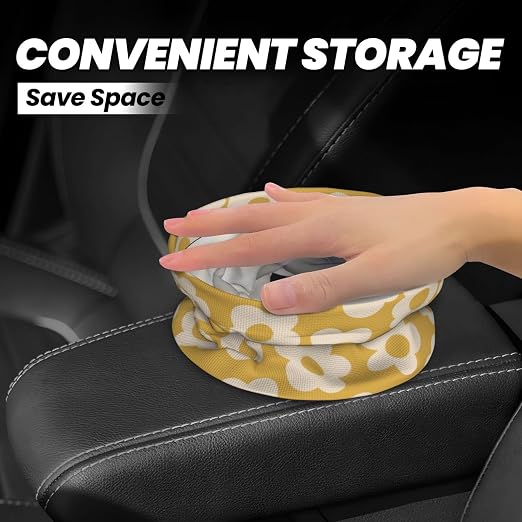 Vintage Groovy Flowers Car Trash Can Small Portable Car Garbage Bag for Back Front Seat RV's Camping Accessories