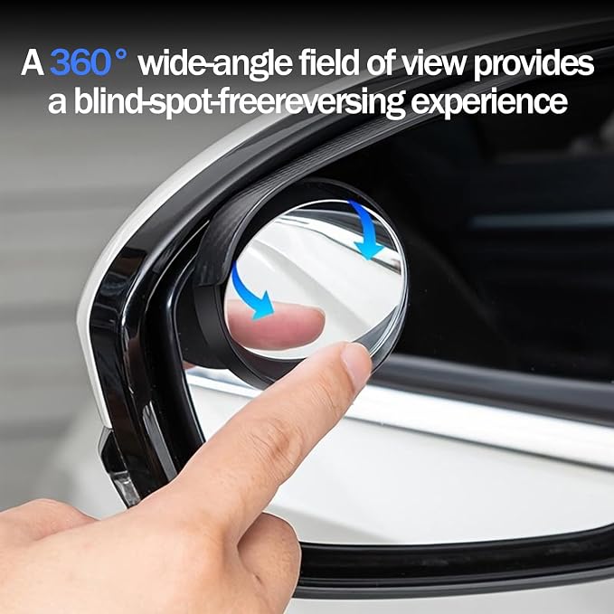 2-Pack car blind spot mirrors,universal car side view mirror rain cover & blind spot mirror,carbon fiber,easy install,stylish black design,enhances visibility safety automotive (2)