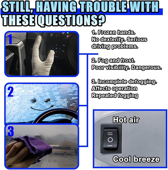 Portable Car Heater, 12V 150W Windshield Defogger and Defroster that Plug into Cigarette Lighter for Winter, 2 in 1 Fast Heating & Cooling Fan with 360° Rotatable Base for Car Sedan (Grey/Black)