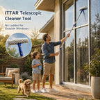 Window Squeegee Cleaning Kit with 60" Extension Pole, Rotatable Glass Cleaner Tool 12" Rubber Blade & 2 Microfiber Pads, Window Washing Equipment for High Windows, Shower Doors, Car Windshield