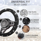 8 pcs Bling Car Accessories Set for Women, Steering Wheel Cover, Sparkly Seat Belt Covers, Bling Gear Shift Cover, Universal Fit Most Cars (Black Diamond)